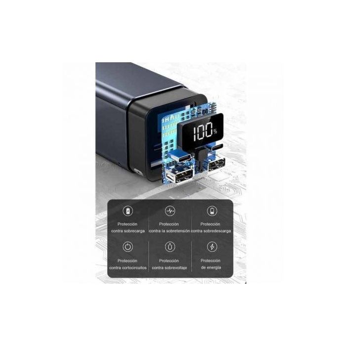 Leotec LEPOW65W20K Batería Externa 20000 mAh Power Bank 65W PD para Portátil, 4 Salidas USB-A/C, Panel LCD Negro 4 Leotec LEPOW65W20K Batería Externa 20000 mAh Power Bank 65W PD para Portátil, 4 Salidas USB-A/C, Panel LCD Negro 4