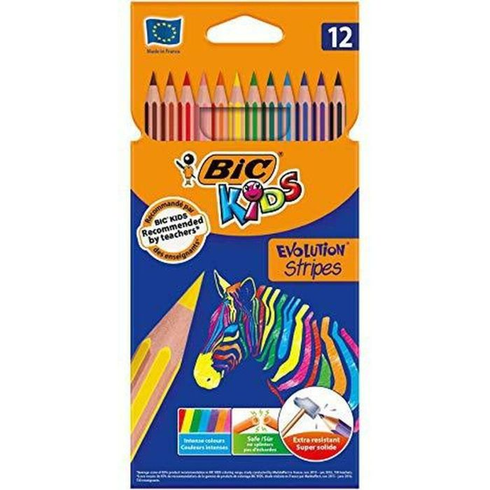 Lápices de colores Bic KIDS EVOLUTION STRIPES Multicolor 12 Piezas (12 Unidades) 1 Lápices de colores Bic KIDS EVOLUTION STRIPES Multicolor 12 Piezas (12 Unidades) 1