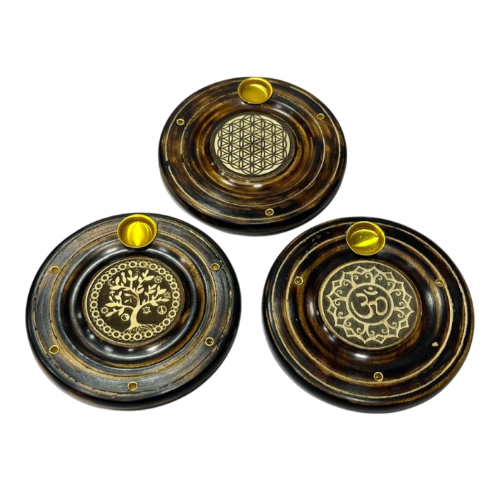 DKD Home Decor Soporte Incienso Arabe Marron Dorado Arbol de la Vida 10 x 1 x 10 cm (12 Unidades)