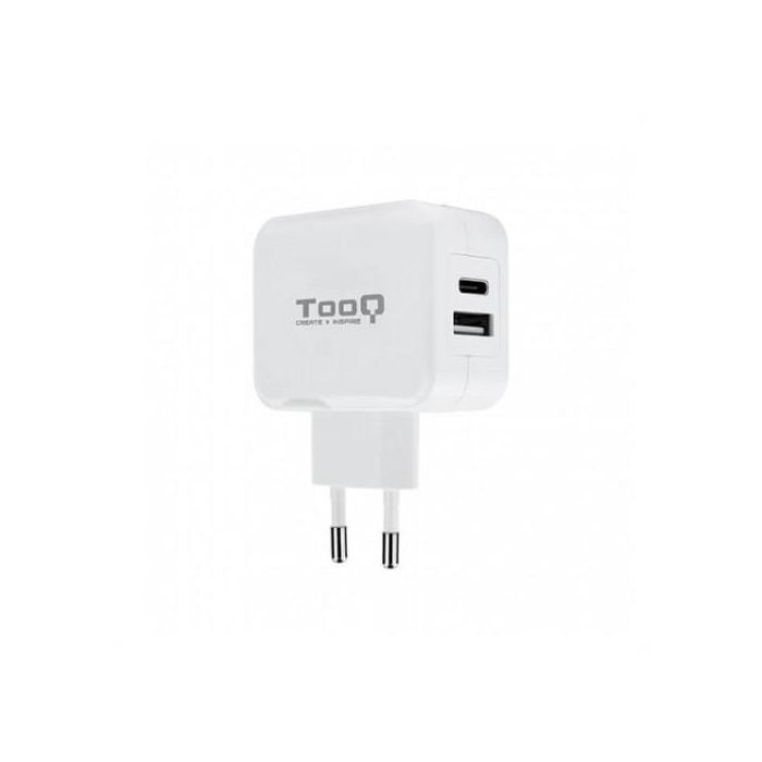 TooQ TQWC-2SC02WT Cargador de Pared USB Tipo-C y USB A 27W Blanco 1