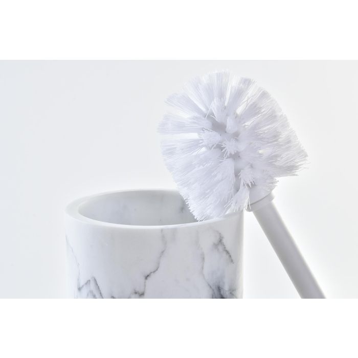 DKD Home Decor Escobillero Scandi Blanco Natural con Detalles de Mármol y Resina 10.3 x 38 x 10.3 cm 2