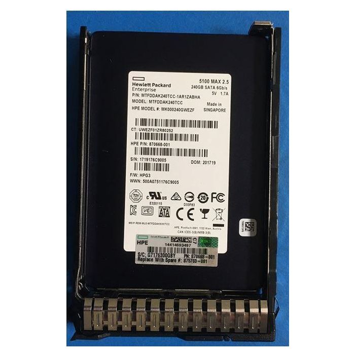 Hewlett Packard Enterprise 240GB SSD 2.5" SFF SATA III MU SC 1 Hewlett Packard Enterprise 240GB SSD 2.5" SFF SATA III MU SC 1