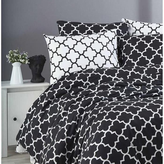 Juego de cama ASI8683742032472 - 1 funda nórdica 220x240 cm + 2 fundas de almohada 60x60 cm - 100% algodón reforzado - Negro 2 Juego de cama ASI8683742032472 - 1 funda nórdica 220x240 cm + 2 fundas de almohada 60x60 cm - 100% algodón reforzado - Negro 2