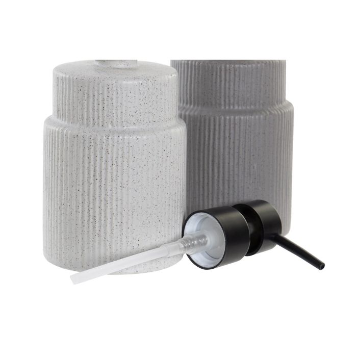 DKD Home Decor Dosificador Scandi Gris Claro Gris Oscuro Gres y PVC 8 x 16.5 x 8 cm (6 Unidades) 1