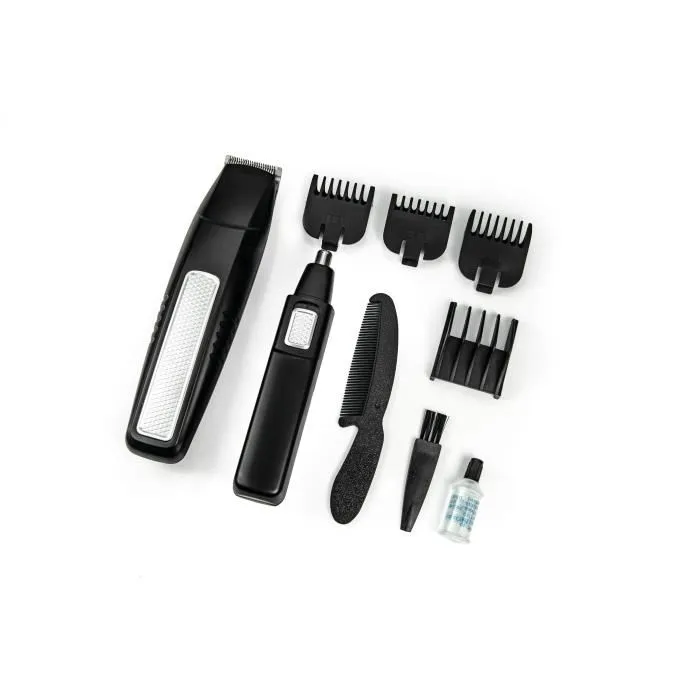 Jocca 1439 Kit Barba 5 en 1 con 4 Peines - Negro y Acero Inoxidable 1