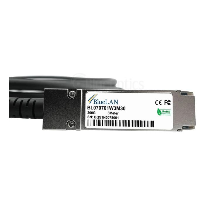 BlueOptics CBL-NTWK-0956-QSFP56-3-BL Cable DAC 200Gb/s QSFP56 a QSFP56 30AWG 3m (3m) Negro