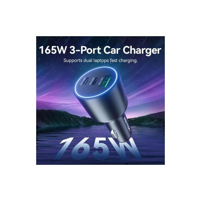 Cargador de Coche Vention FFPB0/ 2xUSB-Tipo C/ 1xUSB/ 165W 1 Cargador de Coche Vention FFPB0/ 2xUSB-Tipo C/ 1xUSB/ 165W 1