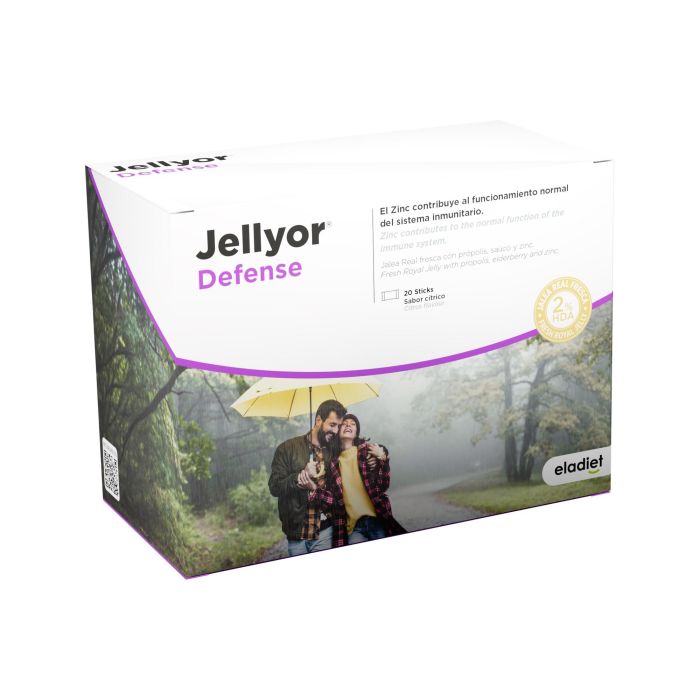 Jellyor Defense Jalea Real 1000mg con Própolis, Saúco y Zinc para el Sistema Inmunitario, 20 Sticks sin Gluten ni Lactosa