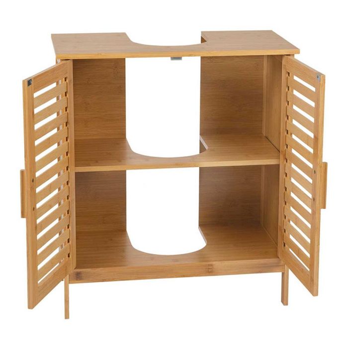 Andrea House Armario bajo para lavabo de bambú 60 x 30 x 62 cm, color bambú 1 Andrea House Armario bajo para lavabo de bambú 60 x 30 x 62 cm, color bambú 1