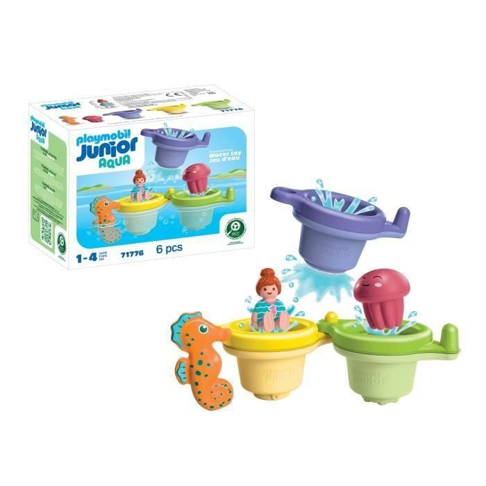 PLAYMOBIL 71776 Vasos Flotantes Junior Aqua para Baño Bebés +12 meses con Ducha y Lluvia Apilables 2