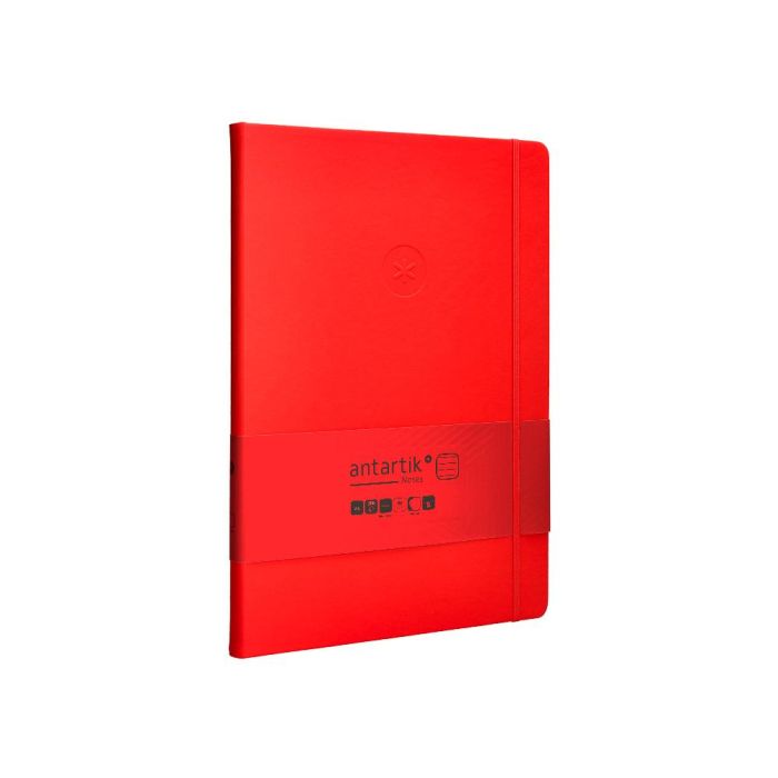 Cuaderno Con Gomilla Antartik Notes Tapa Dura A4 Hojas Rayas Rojo 100 Hojas 80 gr Fsc 4