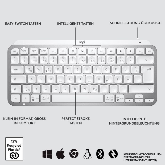 Logitech MX Keys Mini MAC - Tastatur Hintergrundbeleuchtung 6