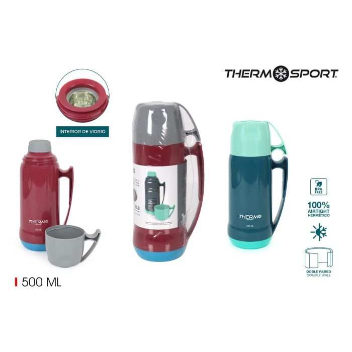Thermosport Termo de plástico con taza 0.5 litros (12 Unidades)