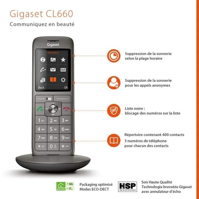 Gigaset CL 660 Duo Teléfono Fijo Antracita - Pantalla a Color, Directorio 400 Contactos, Conexión PC USB, Diseñado en Alemania 4