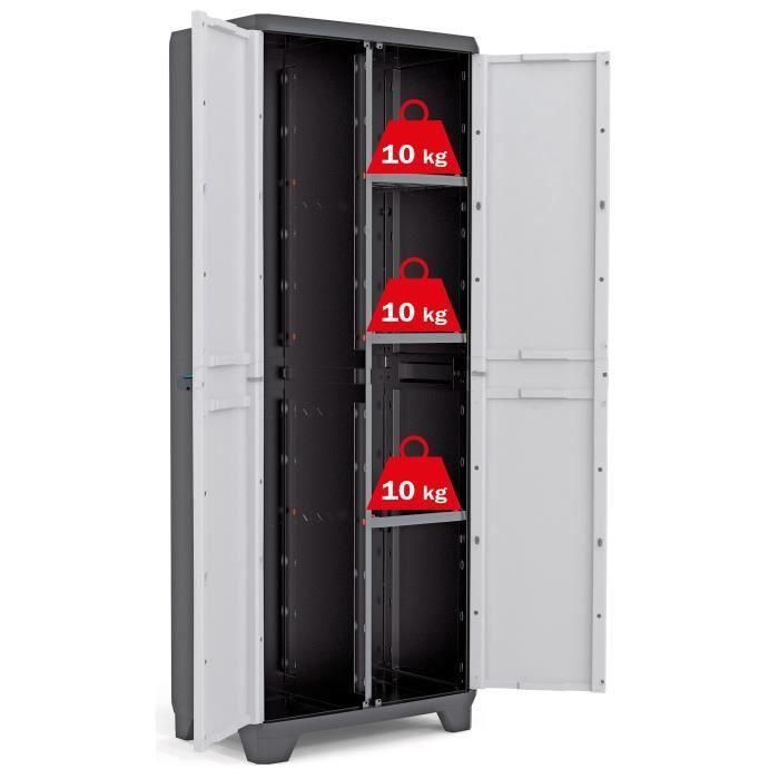 Gabinete de almacenamiento de utilidad lineal KIS - 68 x 39 x 173 cm - Negro y gris 2 Gabinete de almacenamiento de utilidad lineal KIS - 68 x 39 x 173 cm - Negro y gris 2