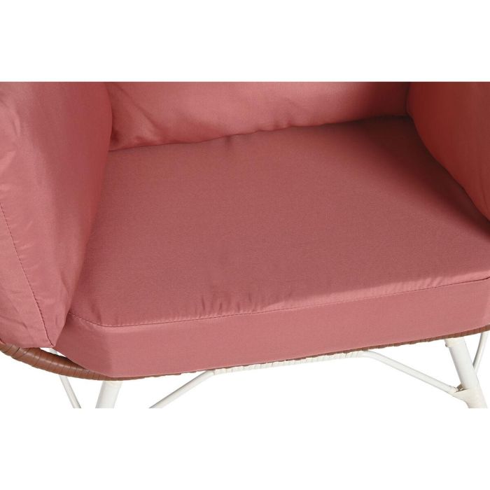 DKD Home Decor Sillón Terraza Jardín de Ratan Sintético con Cojines, Desmontable, Terracota Blanco, 71x147x99 cm 5 DKD Home Decor Sillón Terraza Jardín de Ratan Sintético con Cojines, Desmontable, Terracota Blanco, 71x147x99 cm 5