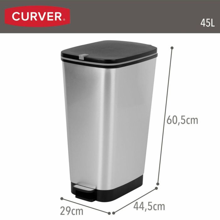 Cubo de basura Curver Gris Plástico 45 L (3 Unidades) 3 Cubo de basura Curver Gris Plástico 45 L (3 Unidades) 3
