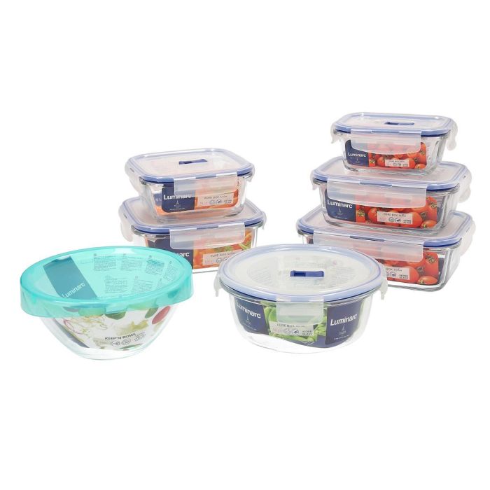 Set 7 Herméticos Vidrio con Tapa Pure Box Active Luminarc 38 cL - 76 cL - 82 cL - 92 cL - 2*122 cL 5 Set 7 Herméticos Vidrio con Tapa Pure Box Active Luminarc 38 cL - 76 cL - 82 cL - 92 cL - 2*122 cL 5