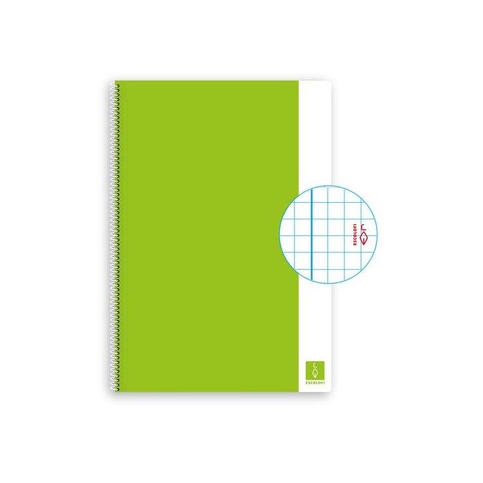Bloc Escolofi Basic Tapa Dura A4 80H Cuadric.4X4 80G Con Margen Verde Claro (Set de 5)