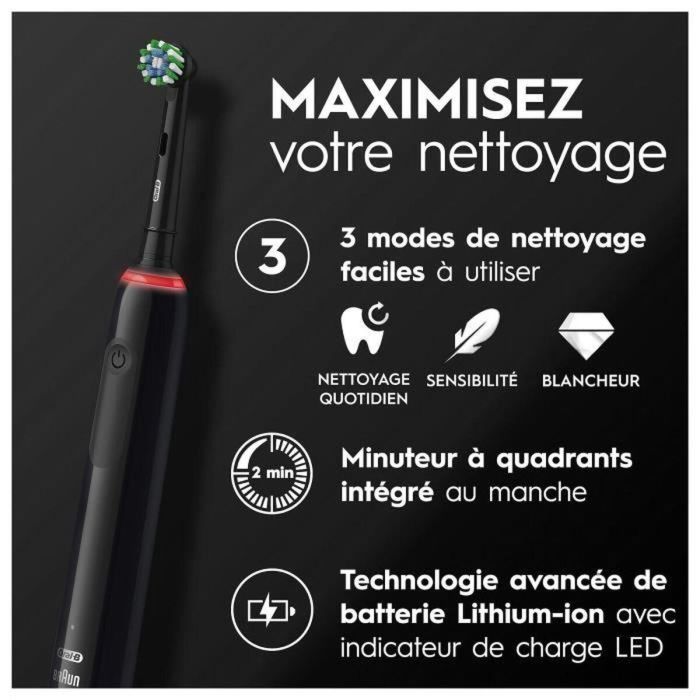 Cepillo de Dientes Eléctrico Oral-B Pro 3 3900 Negro (2 Unidades) 3 Cepillo de Dientes Eléctrico Oral-B Pro 3 3900 Negro (2 Unidades) 3