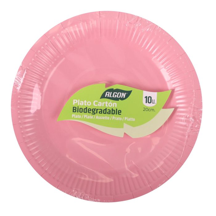 Set de 10 platos de cartón rosa Baby Soja 20 cm Algon (36 Unidades) 1