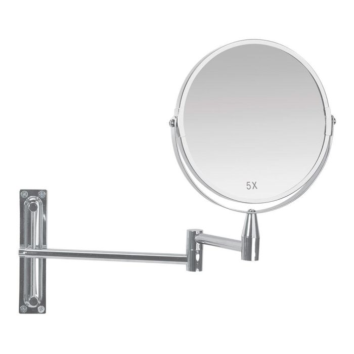 Andrea House Espejo Extensible Cromado x5 Aumentos Metal Baño Doble Cara 1x y 5x 21.5-39x3x26.5cm 1