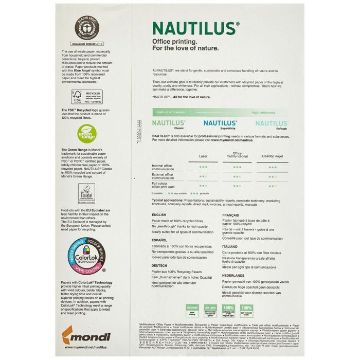 Papel para Imprimir Nautilus NT-80-A4 A4 1