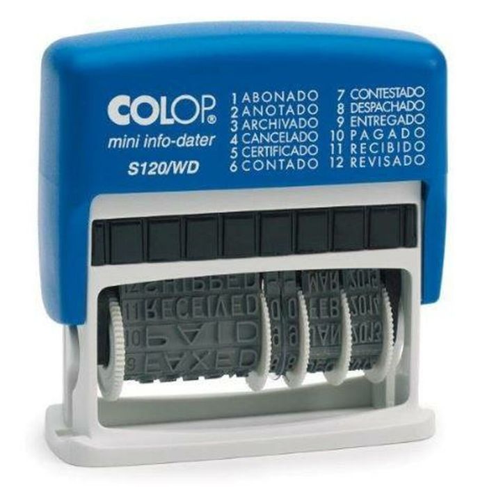 Sello de Entinaje S 120/Wd Formula/Fecha 4Mm Español Azul/Bicolor Colop 104961