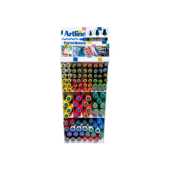 Expositor Artline Poster Marker 96 Unidades Colores Surtidos 51 Uds 2 mm - 33 Uds 6 mm - 12 Uds 12 mm 1