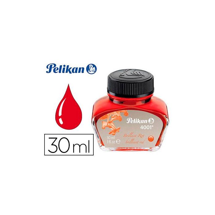 Tinta Estilografica Pelikan 4001 Rojo Brillante Bote 30 mL