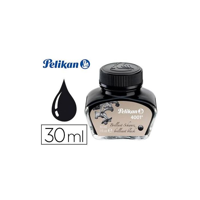 Tinta Estilografica Pelikan 4001 Negro Brillante Bote 30 mL