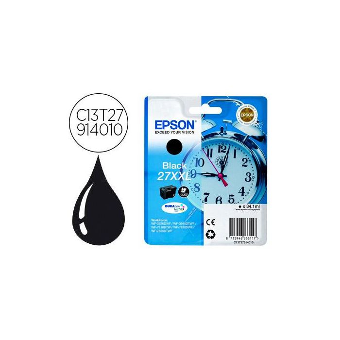 Ink-Jet Epson 27XXL Wf3620 - 3640 - 7110 - 7610 - 7620 Negro 2.200 Pag