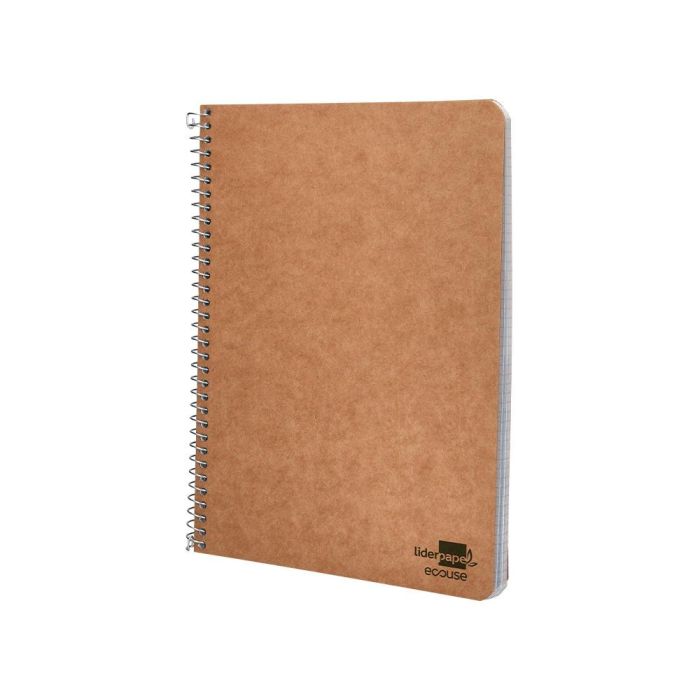 Cuaderno Espiral Liderpapel Cuarto Ecouse Tapa Cartulina Kraft 80H Papel Reciclado 80 grcuadro 4 mm 5 unidades 1