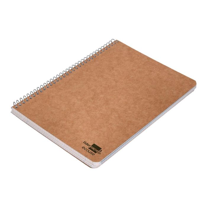 Cuaderno Espiral Liderpapel Cuarto Ecouse Tapa Cartulina Kraft 80H Papel Reciclado 80 grcuadro 4 mm 5 unidades 2