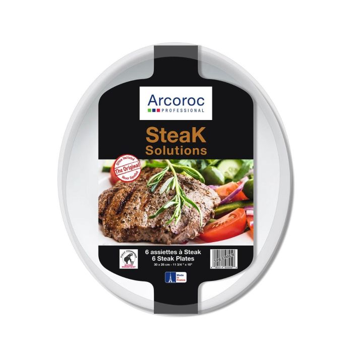 Set 6 Platos Steak Opal Solution Arcoroc 30x26 cm