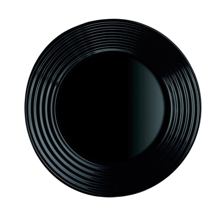 Plato Postre Vidrio Harena Negro Luminarc 19 cm