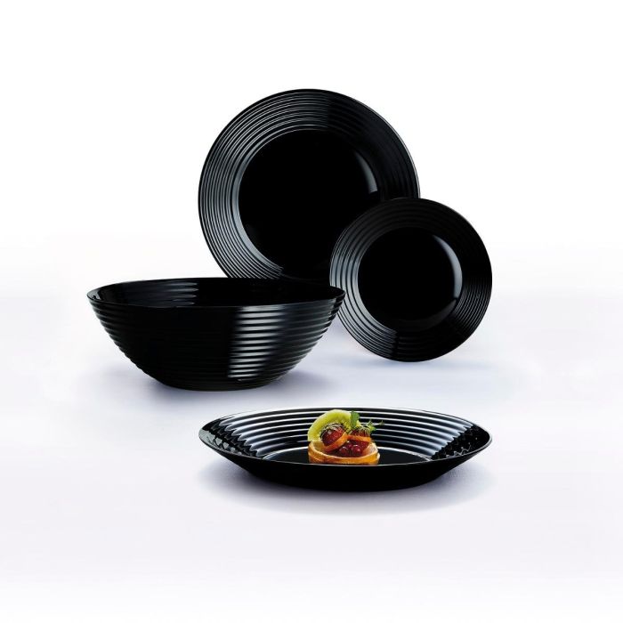 Plato Postre Vidrio Harena Negro Luminarc 19 cm 1