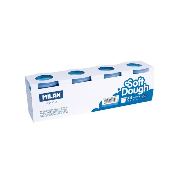 Milan pasta blanda soft dough caja 4 botes 116 gr azul