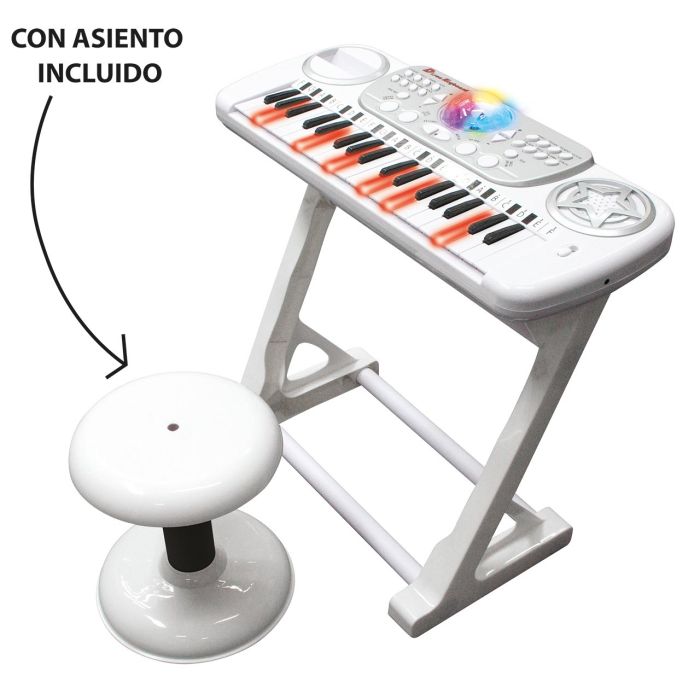 Teclado Electrónico Disco Con Taburete 4