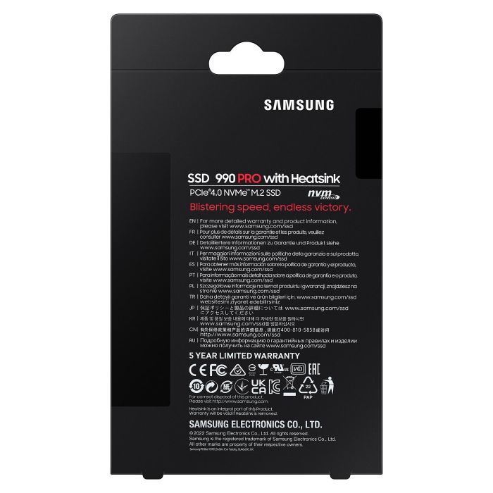 Samsung 990 PRO SSD M.2 4TB NVMe PCIe 4.0 x4 Lectura 7450MB/s con Disipador Retail 4