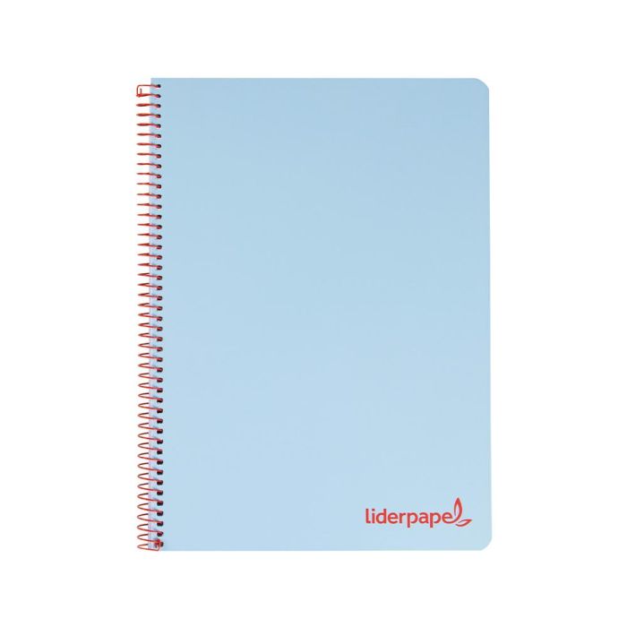 Cuaderno Espiral Liderpapel A5 Micro Wonder Tapa Plastico 120H 90 gr Cuadro 5 mm 5 Bandas 6 Taladros Color Celeste 1