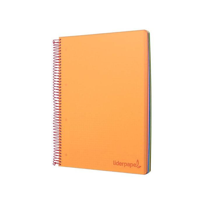 Cuaderno Espiral Liderpapel A5 Micro Wonder Tapa Plastico 120H 90 gr Cuadro 5 mm 5 Bandas 6 Taladros Color Naranja 1
