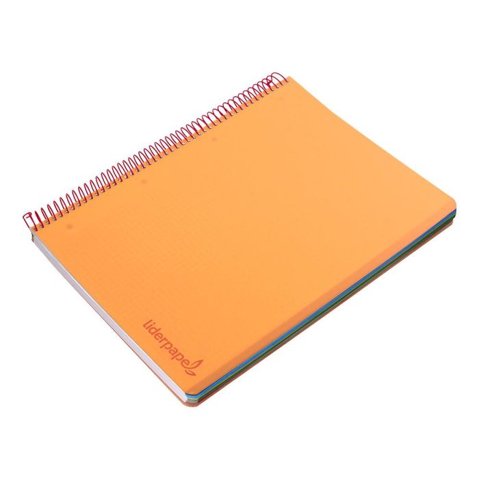 Cuaderno Espiral Liderpapel A5 Micro Wonder Tapa Plastico 120H 90 gr Cuadro 5 mm 5 Bandas 6 Taladros Color Naranja 2