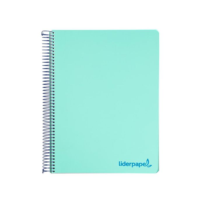 Cuaderno Espiral Liderpapel A5 Micro Wonder Tapa Plastico 120H 90 gr Cuadro 5 mm 5 Bandas 6 Taladros Color Verde 1