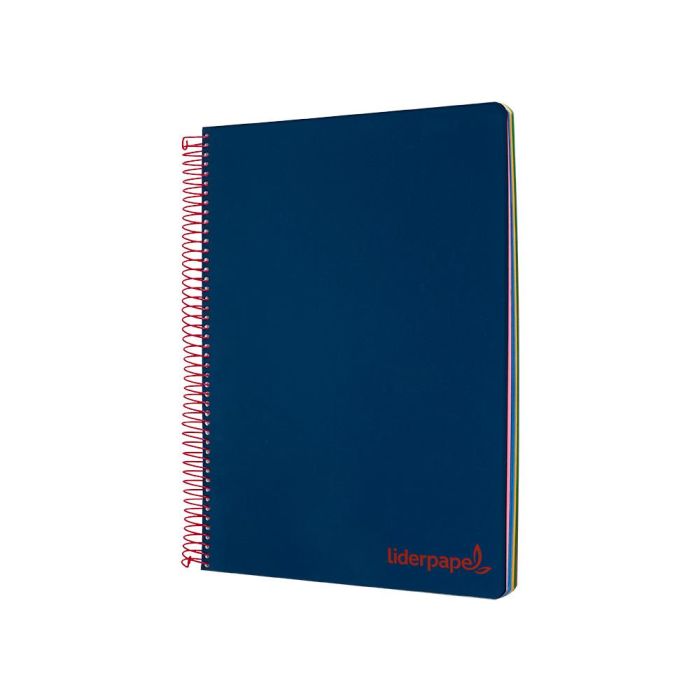 Cuaderno Espiral Liderpapel A5 Micro Wonder Tapa Plastico 120H 90 gr Cuadro 5 mm 5 Bandas 6 Taladros Color Azul Marino 1