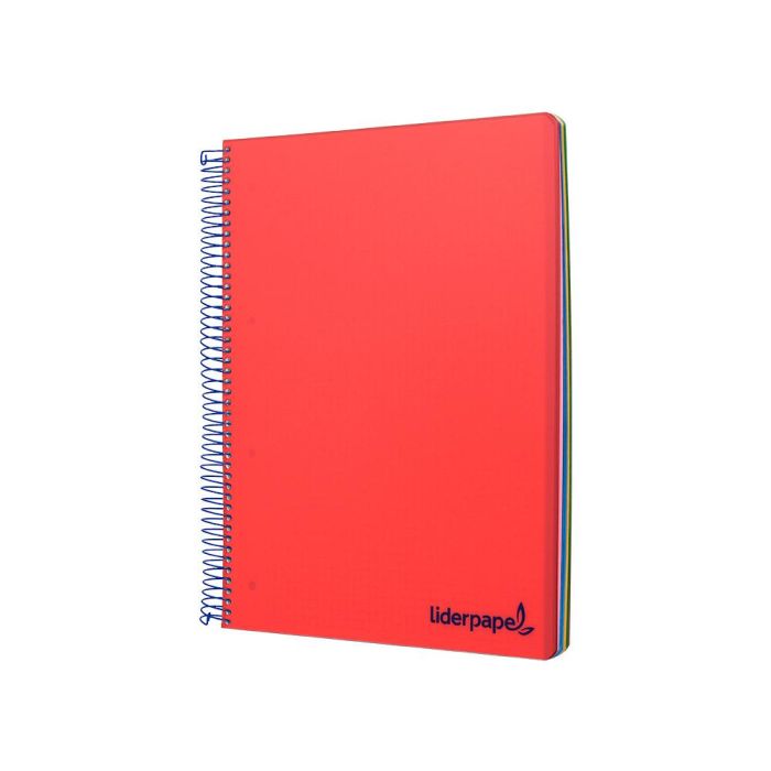 Cuaderno Espiral Liderpapel A5 Micro Wonder Tapa Plastico 120H 90 gr Cuadro 5 mm 5 Bandas 6 Taladros Color Rojo 1