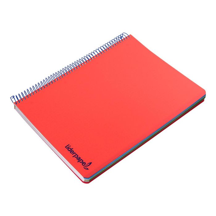 Cuaderno Espiral Liderpapel A5 Micro Wonder Tapa Plastico 120H 90 gr Cuadro 5 mm 5 Bandas 6 Taladros Color Rojo 2