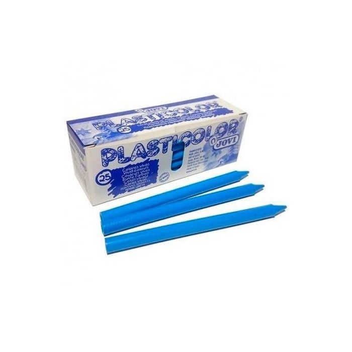 Jovi ceras plasticas crayons student caja de 25 azul claro