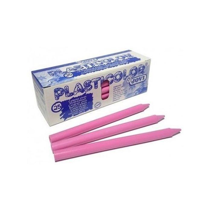 Jovi Ceras Plásticas Unicolor Rosa - Caja 25 Unidades, Resistentes, No Manchan Manos, Acabado Brillante, para Niños y Estudiantes