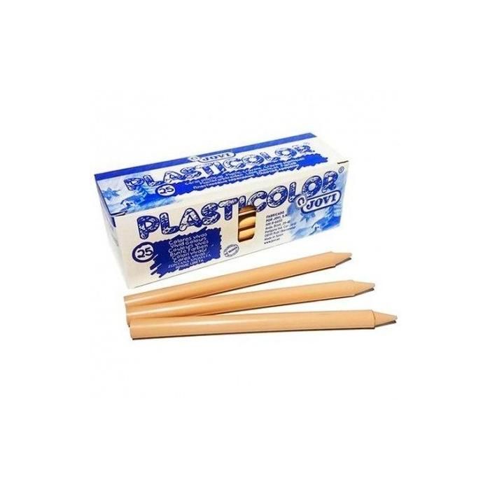 Jovi Plasticolor Ceras Plásticas Unicolor Beige Caja 25 Unidades – Resistentes, No Manchan, Acabado Brillante, Ideales +3 Años